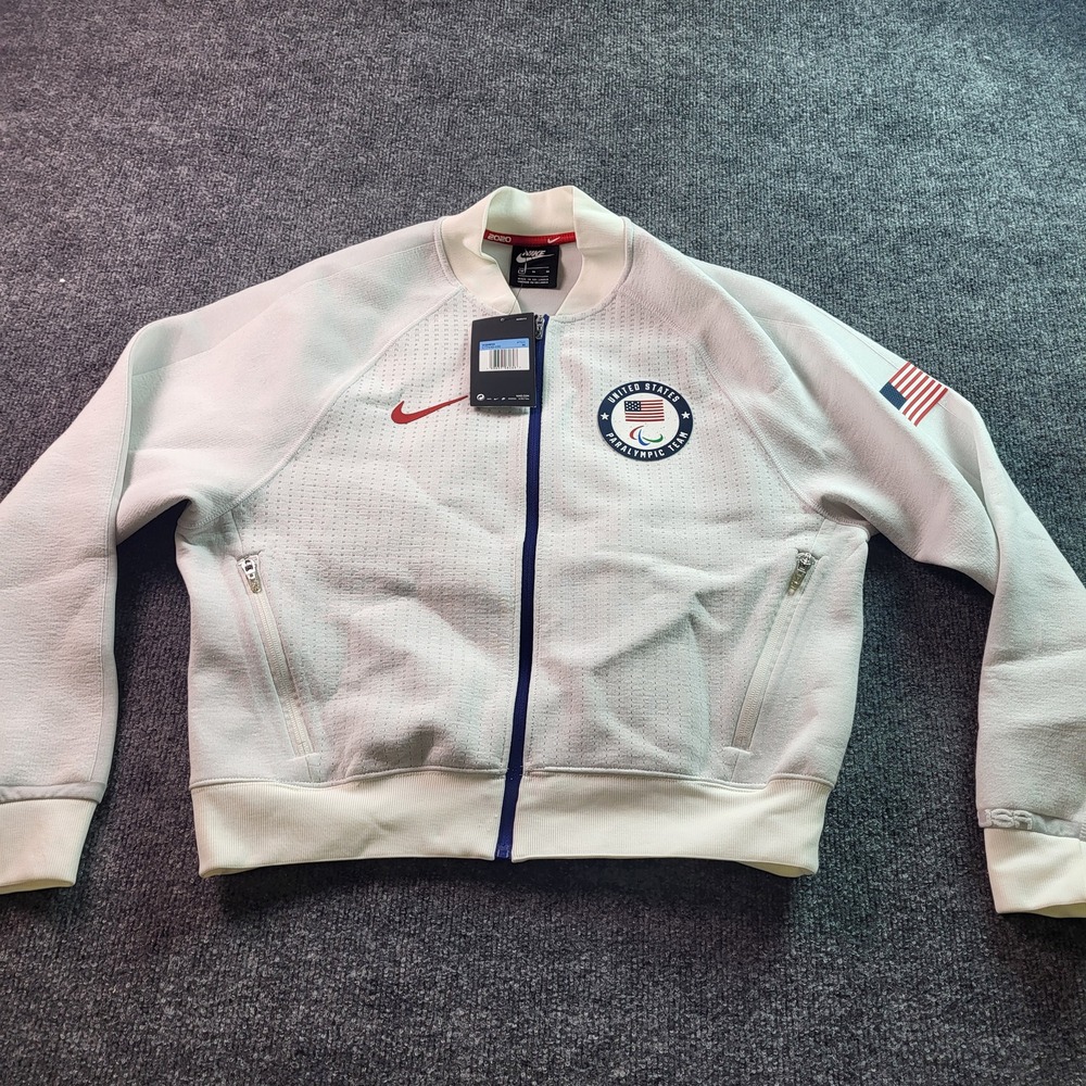 Nike United States Paralympic Team 2020Bomber Jacket White USA Olympic  Size M